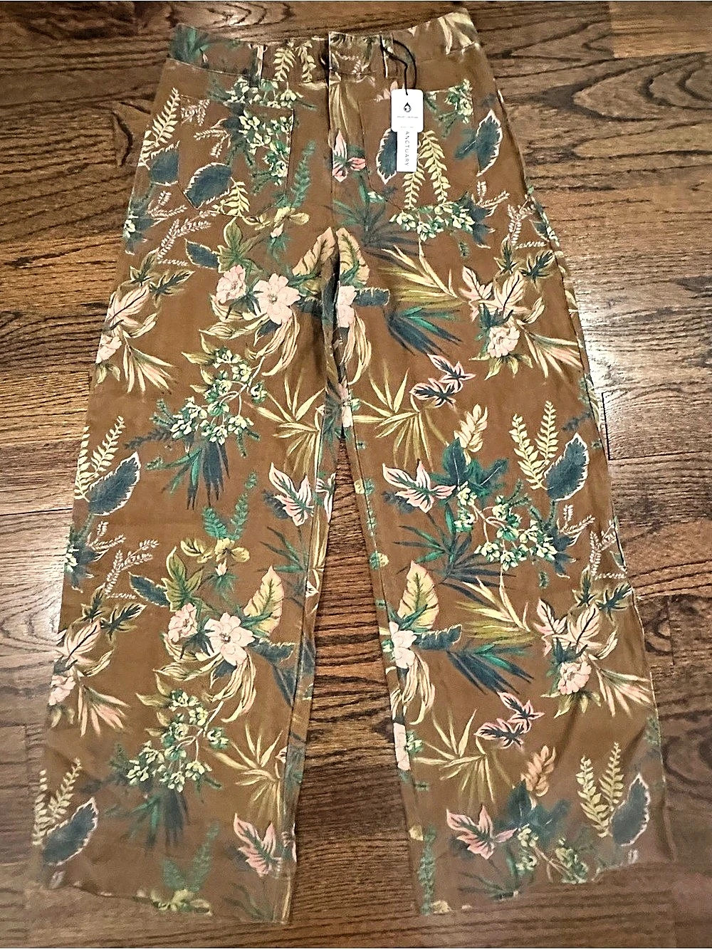 Sanctuary The Linen Marine Wide Leg Pant Floral Pants Waist 26